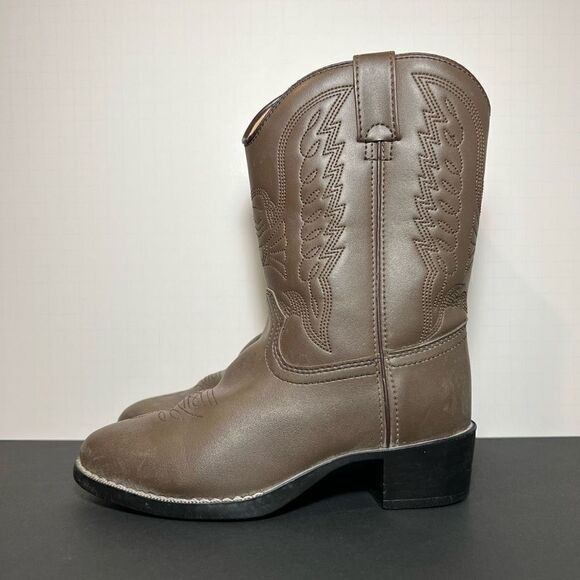 Kids DURANGO Dark Tan Distressed Leather Western Boots / Size 2D - Picture 3 of 8